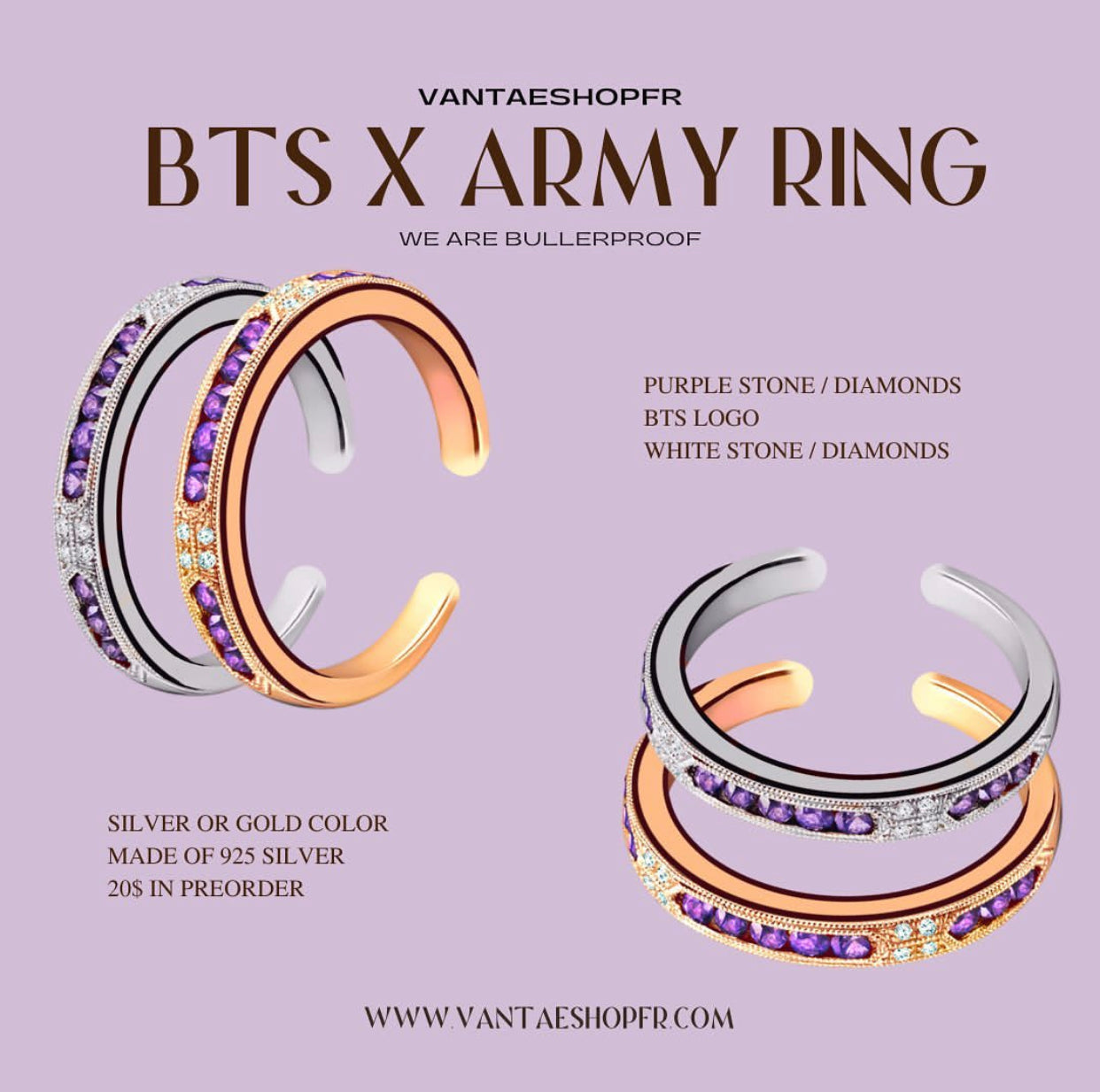 BAGUE ARMY X BTS 